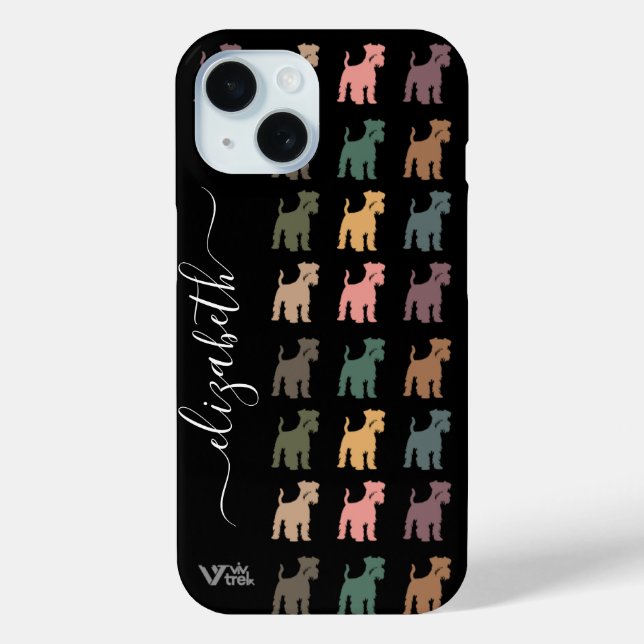 Benutzerdefinierter Schnauzer Retro-Blumen-Name Bo Case-Mate iPhone Hülle (Rückseite)