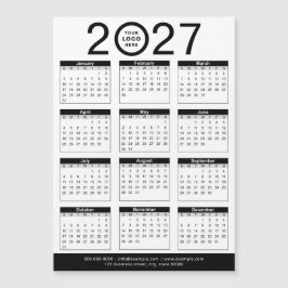 Benutzerdefinierter Schwarz-Weiß-Kalender 2027 & F Magnetkarte