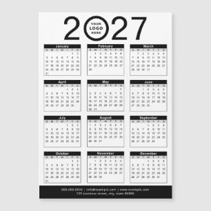 Benutzerdefinierter Schwarz-Weiß-Kalender 2027 & F Magnetkarte