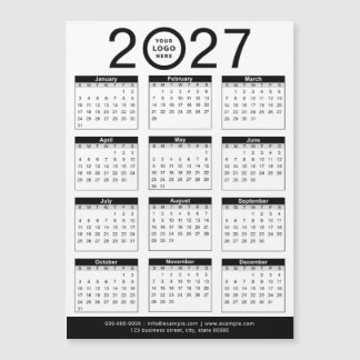 Benutzerdefinierter Schwarz-Weiß-Kalender 2027 & F Magnetkarte