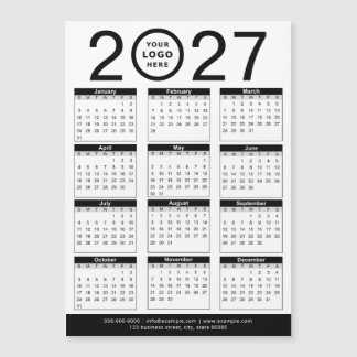 Benutzerdefinierter Schwarz-Weiß-Kalender 2027 & F Magnetkarte