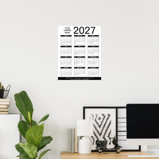 Benutzerdefinierter Schwarz-Weiß-Kalender 2027 & F Poster