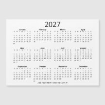 Benutzerdefinierter Schwarz-Weiß-Kalender 2027 mit