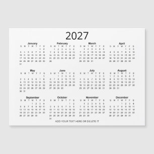 Benutzerdefinierter Schwarz-Weiß-Kalender 2027 mit Magnetkarte