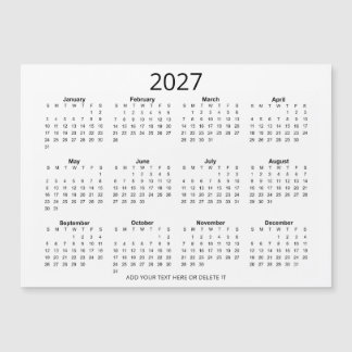 Benutzerdefinierter Schwarz-Weiß-Kalender 2027 mit Magnetkarte