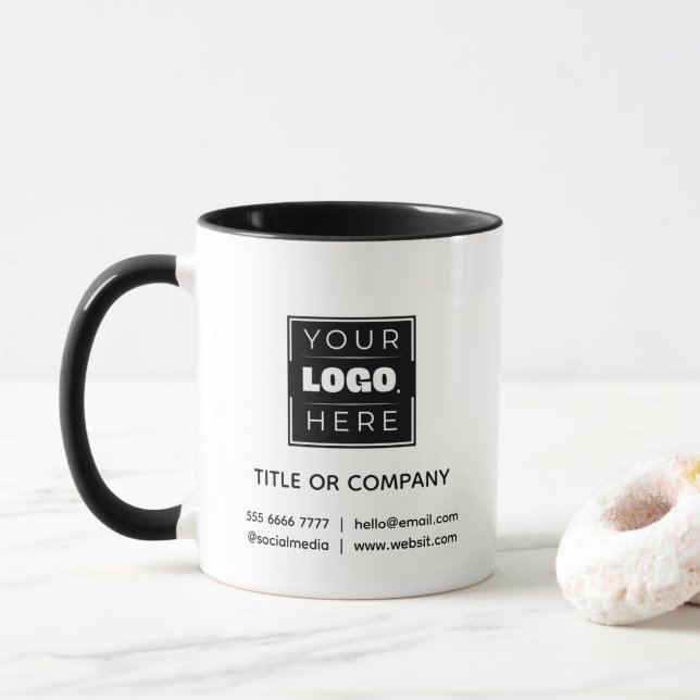 Benutzerdefinierter schwarzer Becher mit Firmennam Tasse (Mit Donut)