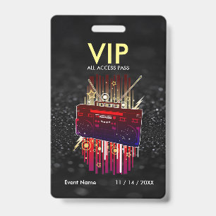Benutzerdefinierter schwarzer Glitter-VIP-Pass für Ausweis