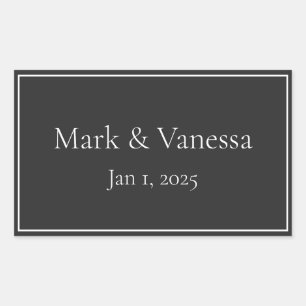 Benutzerdefinierter schwarzer Name und Datumsaufkl Rechteckiger Aufkleber
