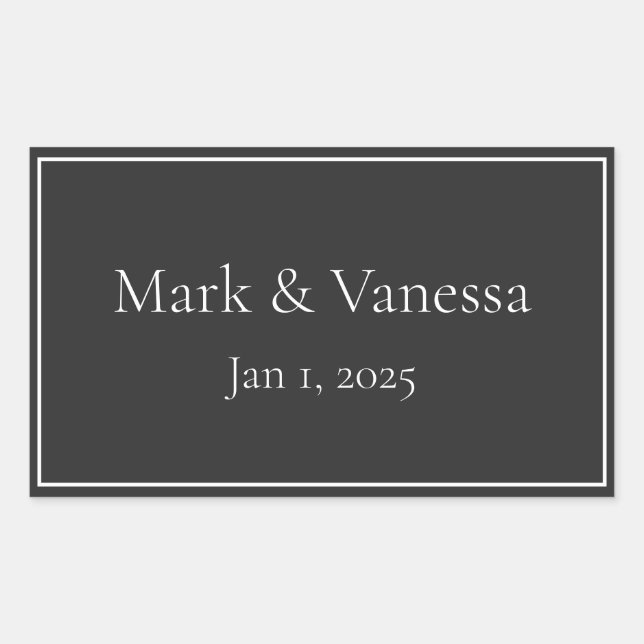 Benutzerdefinierter schwarzer Name und Datumsaufkl Rechteckiger Aufkleber (Vorderseite)
