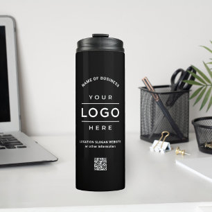 Benutzerdefinierter schwarzer QR-Code mit Firmenna Thermosbecher