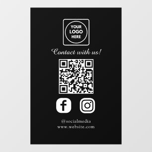 Benutzerdefinierter schwarzer QR-Code Social-Med Fensteraufkleber