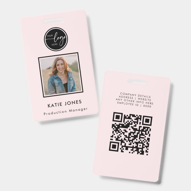 Benutzerdefinierter schwarzer und rosa QR-Code Fir Ausweis (Vorder- & Rückseite)