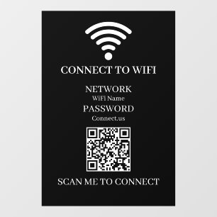 Benutzerdefinierter schwarzer WiFi-QR-Code Inter Fensteraufkleber
