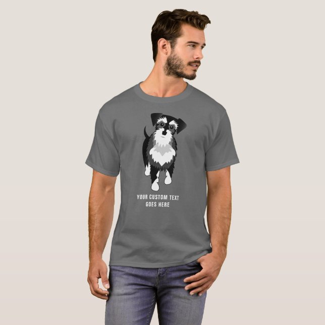 Benutzerdefinierter Schwarzweiß-Schnauzer-Text T-Shirt (Vorne ganz)