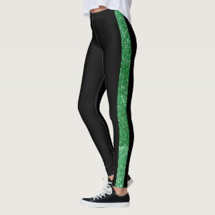 Benutzerdefinierter Seitenreifer Grüner Glitzer S Leggings