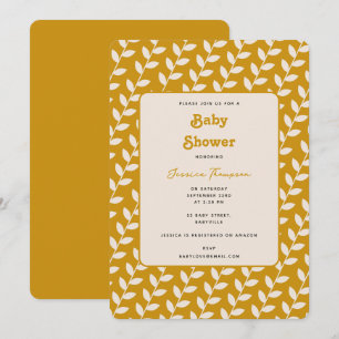 Benutzerdefinierter Senf 70er Retro-Blatt Baby Sho Einladung