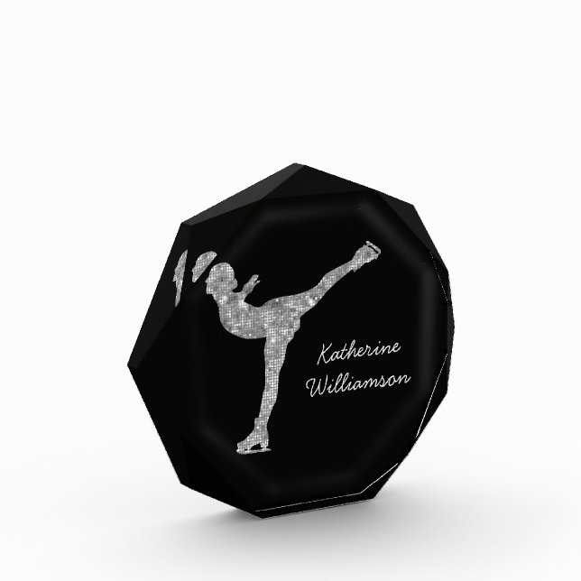 Benutzerdefinierter Skaten-Ice-Skaten-Silberschimm Fotoblock (Links)