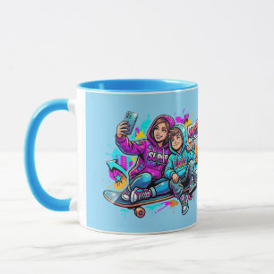 Benutzerdefinierter Skater-Mama- und Sohn-Becher:  Tasse