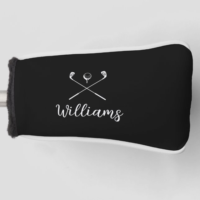 Benutzerdefinierter Skriptname Golfklubs Schwarz u Golf Headcover (Vorderseite)