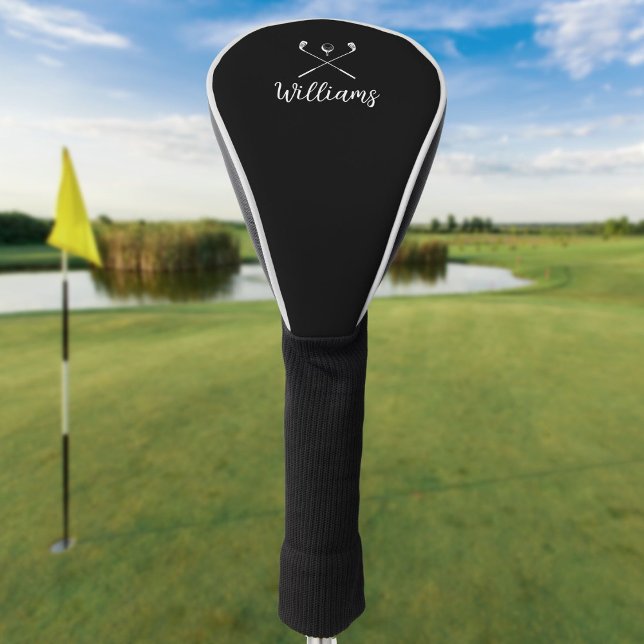 Benutzerdefinierter Skriptname Golfklubs Schwarz u Golf Headcover (Custom Script Name Golf Clubs Black And White Golf Head Cover)