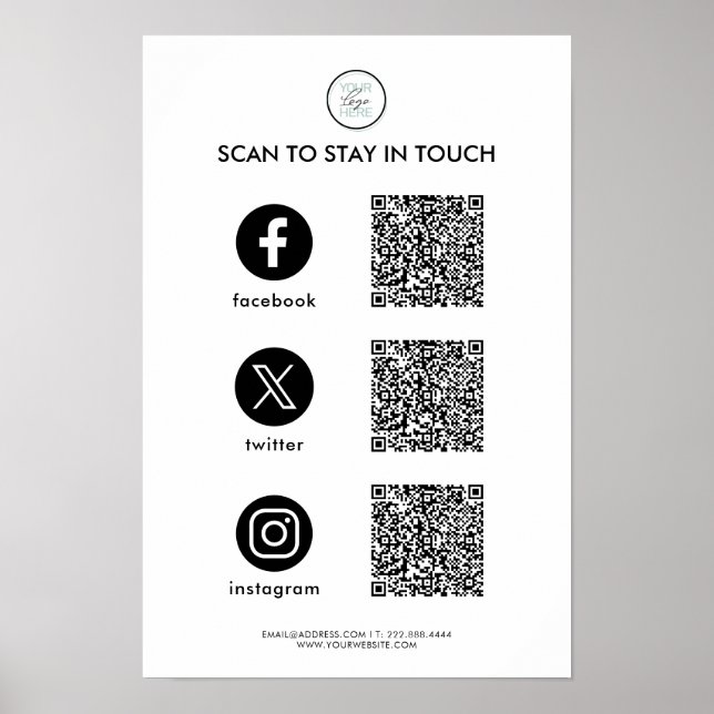 Benutzerdefinierter Social-Media-Geschäftsposter Poster (Vorne)