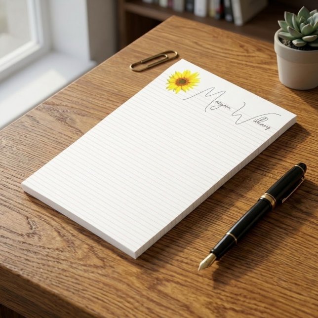 (Benutzerdefinierter Sonnenblumen-Name Geschenk) M Post-it Klebezettel (custom sunflower note pad, custom script name post-it pad, personalized cute floral sticky notes)