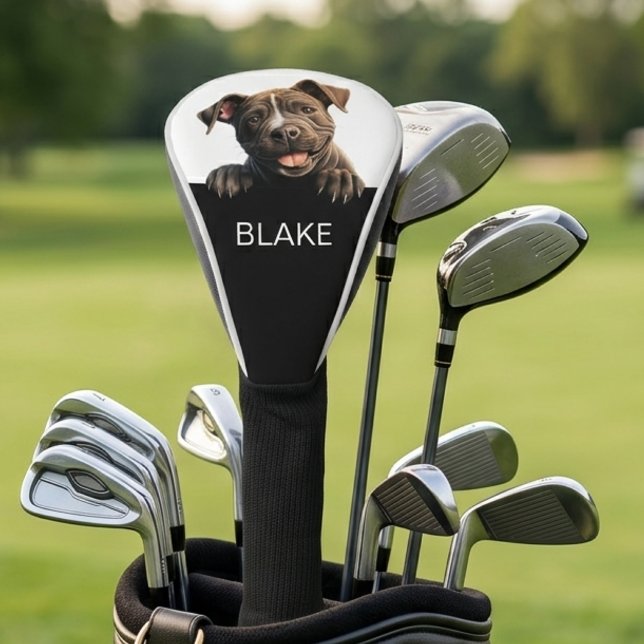Benutzerdefinierter spähender Pitbull-Hund Minimal Golf Headcover (pitbull golf head cover 1)