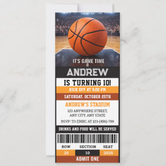 Benutzerdefinierter Sport Basketball-Ticket Geburt Einladung