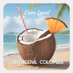 Benutzerdefinierter Standort Coco Loco Quadratischer Aufkleber