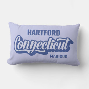 Benutzerdefinierter Standort & Name Connecticut Kissen Für Draußen