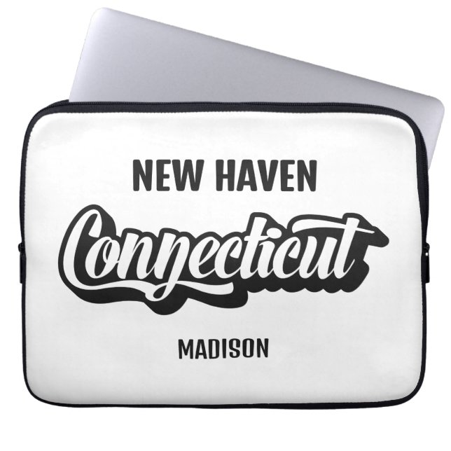 Benutzerdefinierter Standort & Name Connecticut Laptopschutzhülle (Vorderseite)