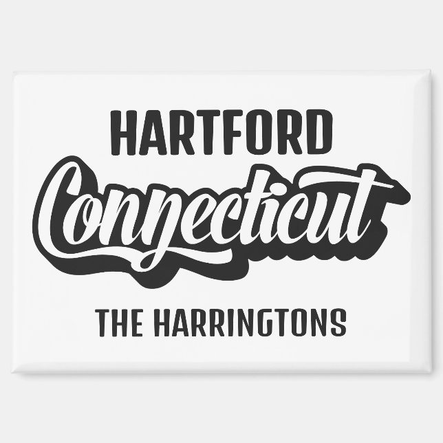 Benutzerdefinierter Standort & Name Connecticut Magnet (Vorderseite)