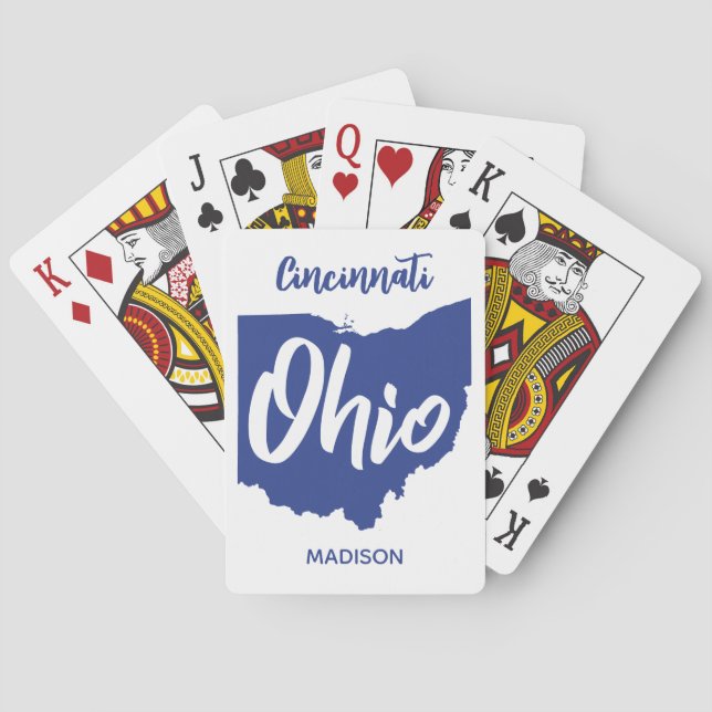 Benutzerdefinierter Standort & Name Ohio Spielkarten (Rückseite)