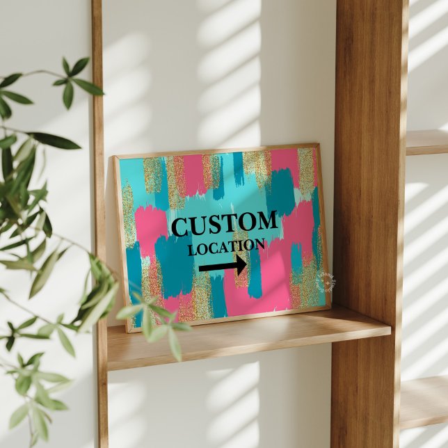 Benutzerdefinierter StandortSignieren der voreinge Poster (Custom Location Sign Preppy Dorm Decor Blue/Pink)