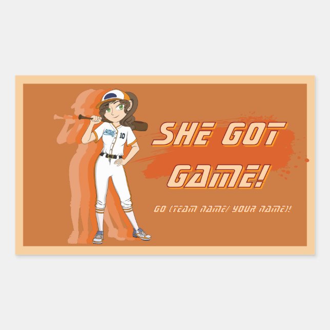 Benutzerdefinierter Sticker für weibliche Baseball (Vorderseite)