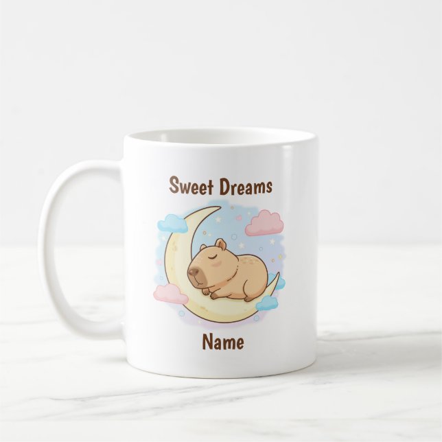 Benutzerdefinierter Süße Träume Capybara Becher Kaffeetasse (Links)