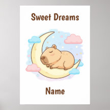 Benutzerdefinierter Süße Träume Capybara Poster