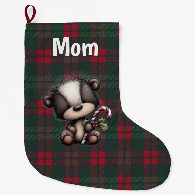 Benutzerdefinierter süßer Bär Weihnachten  Großer Weihnachtsstrumpf (Vorderseite)