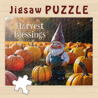 Benutzerdefinierter süßer Gnom im Kürbisfeld - Her Puzzle