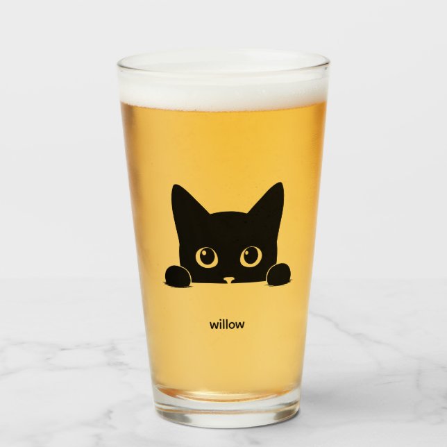 Benutzerdefinierter süßer Katzenname Glas (Vorne (Gefüllt))