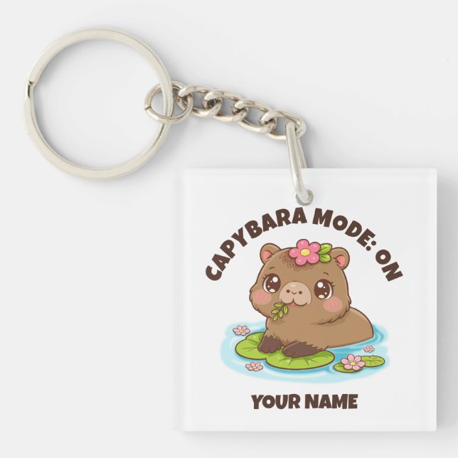 Benutzerdefinierter süßer Kawaii-Capybara-Modus Schlüsselanhänger (Vorderseite)
