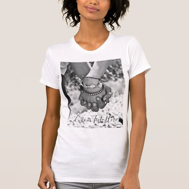 Benutzerdefinierter T - Shirt für Foto mit Text (Vorderseite)
