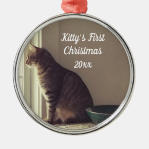 Benutzerdefinierter Tabby-Katzenfenster-Weihnachts Ornament Aus Metall
