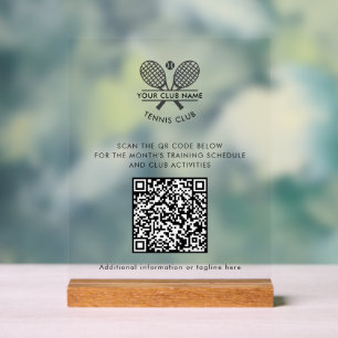 Benutzerdefinierter Tennis Country Club Name QR Co Acrylschild
