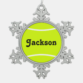Benutzerdefinierter Tennisspieler oder Teamname/Te Schneeflocken Zinn-Ornament