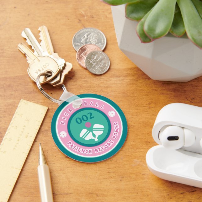 Benutzerdefinierter Text 2-seitige Pickleball Schlüsselanhänger (Schreibtisch)