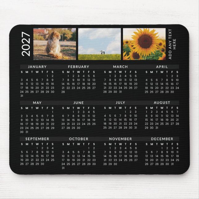 Benutzerdefinierter Text & 3 Bilder Moderner schwa Mousepad (Vorne)