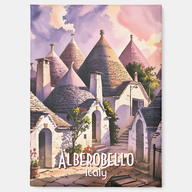 Benutzerdefinierter Text Alberobello Puglia Trulli Magnet (Vorderseite)