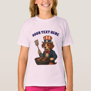 Benutzerdefinierter Text American BBQ Pup Grilling T-Shirt