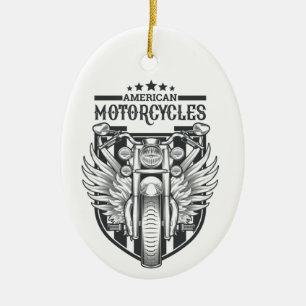 Benutzerdefinierter Text "American Motocycle"-Orna Keramik Ornament